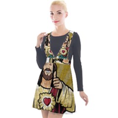 Buddy Christ Plunge Pinafore Velour Dress