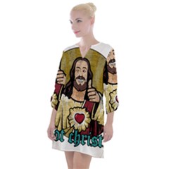 Buddy Christ Open Neck Shift Dress