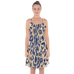 Leopard Skin  Ruffle Detail Chiffon Dress