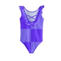 Purple Gingham Check Squares Pattern Kids  Frill Swimsuit View2