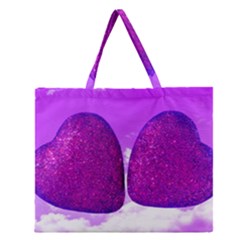 Two Hearts Zipper Large Tote Bag by essentialimage