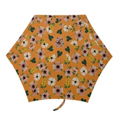 Flower Orange Pattern Floral Mini Folding Umbrellas by Dutashop