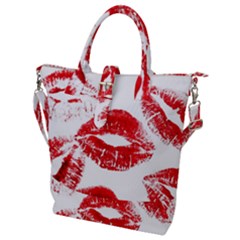 Red Lipsticks Lips Make Up Makeup Buckle Top Tote Bag by Dutashop