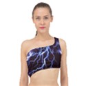 Blue Thunder at night, Colorful Lightning graphic Spliced Up Bikini Top  View1