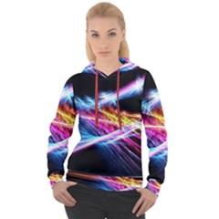 Colorful Neon Light Rays, Rainbow Colors Graphic Art Women s Overhead Hoodie by picsaspassion