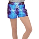 Blue Lightning thunder at night, graphic art 3 Velour Lounge Shorts View1
