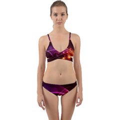 Colorful Arcs In Neon Light, Graphic Art Wrap Around Bikini Set