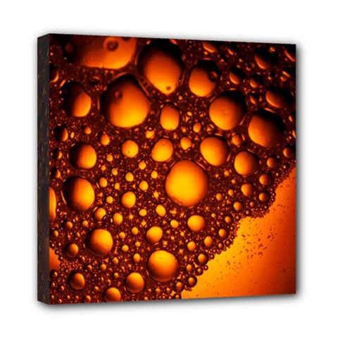 Bubbles Abstract Art Gold Golden Mini Canvas 8  X 8  (stretched) by Dutashop