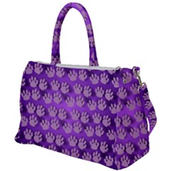 Pattern Texture Feet Dog Purple Duffel Travel Bag
