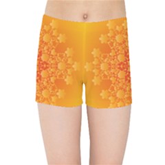 Fractal Yellow Orange Kids  Sports Shorts by Dutashop
