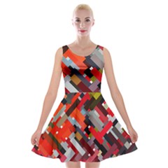 Maze Abstract Texture Rainbow Velvet Skater Dress by Dutashop