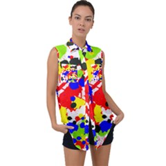 Colorfull Sleeveless Chiffon Button Shirt