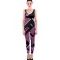 Dark Geometric Shapes Print Pattern One Piece Catsuit View1