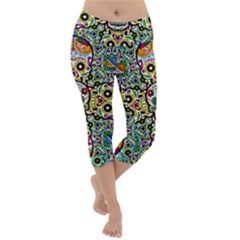 Sugar Skulls Pattern Lightweight Velour Capri Yoga Leggings