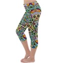 Sugar Skulls Pattern Lightweight Velour Capri Yoga Leggings View2