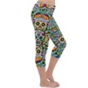 Sugar Skulls Pattern Lightweight Velour Capri Yoga Leggings View3