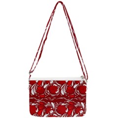 Red Ethnic Flowers Double Gusset Crossbody Bag by Eskimos