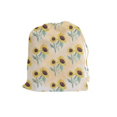 Sunflowers Pattern Drawstring Pouch (large) by ExtraGoodSauce