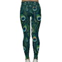 Watercolor Peacock Feather Pattern Lightweight Velour Classic Yoga Leggings View2