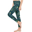 Watercolor Peacock Feather Pattern Lightweight Velour Classic Yoga Leggings View3