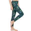 Watercolor Peacock Feather Pattern Lightweight Velour Classic Yoga Leggings View4