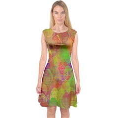 Easter Egg Colorful Texture Capsleeve Midi Dress
