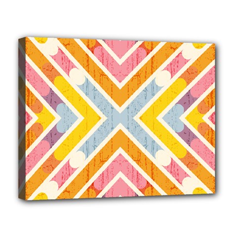 Line Pattern Cross Print Repeat Canvas 14  X 11  (stretched) by Dutashop