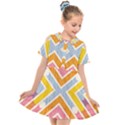 Line Pattern Cross Print Repeat Kids  Short Sleeve Shirt Dress View1