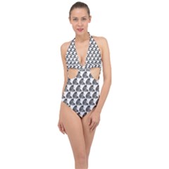 Leopard Halter Front Plunge Swimsuit