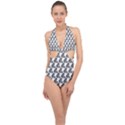 Leopard Halter Front Plunge Swimsuit View1