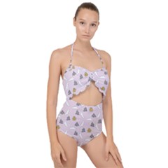 Birds In The Sky  Scallop Top Cut Out Swimsuit