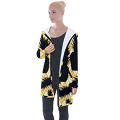 Ananas Chevrons Noir/jaune Longline Hooded Cardigan