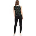 Blue Turtles On Black V-Neck Cropped Tank Top View2