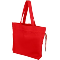Color Candy Apple Red Drawstring Tote Bag by Kultjers
