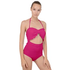 Color Ruby Scallop Top Cut Out Swimsuit by Kultjers