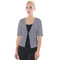 White Dots On Black Cropped Button Cardigan