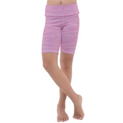 Pink Knitted Pattern Kids  Lightweight Velour Cropped Yoga Leggings