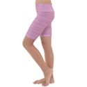 Pink knitted pattern Kids  Lightweight Velour Cropped Yoga Leggings View2