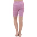 Pink knitted pattern Kids  Lightweight Velour Cropped Yoga Leggings View4