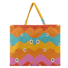 Floral Geometric Pattern Zipper Large Tote Bag by designsbymallika