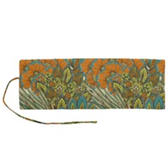 Orange Flowers Roll Up Canvas Pencil Holder (m) by goljakoff