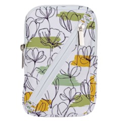 Flower Line Art Color Seamless Pattern Belt Pouch Bag (small)