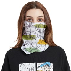 Flower Line Art Color Seamless Pattern Face Covering Bandana (two Sides)