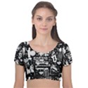 Skater-underground2 Velvet Short Sleeve Crop Top  View1