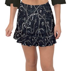 Abstract Surface Artwork Fishtail Mini Chiffon Skirt