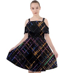 Criss-cross Pattern (multi-colored) Cut Out Shoulders Chiffon Dress