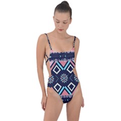 Gypsy-pattern Tie Strap One Piece Swimsuit