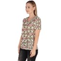 Multicolored Texture Print Pattern Women s V-Neck Scrub Top View2