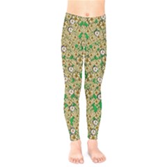 Florals In The Green Season In Perfect  Ornate Calm Harmony Kids  Leggings by pepitasart