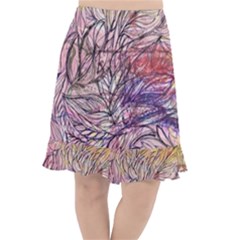 Mixed Media Leaves Fishtail Chiffon Skirt
